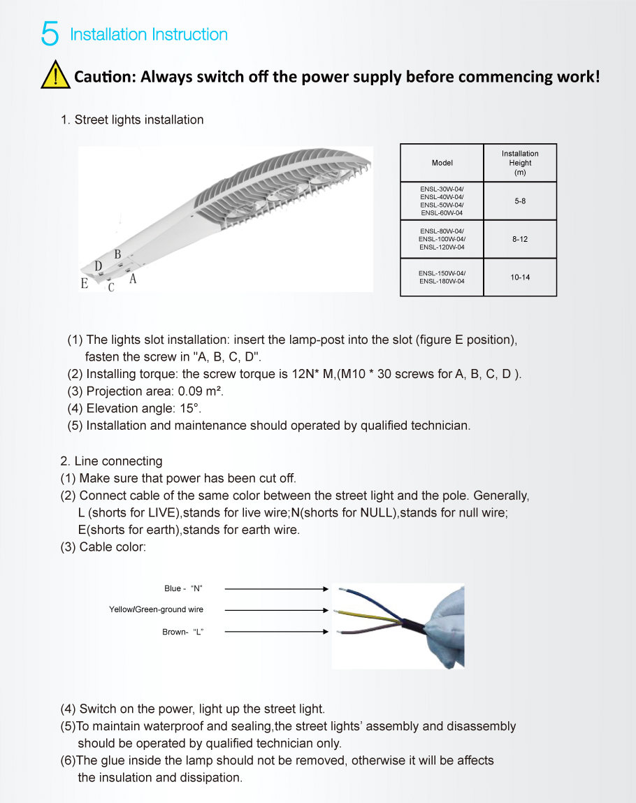 TUV COB Inscrite LED Street Lights